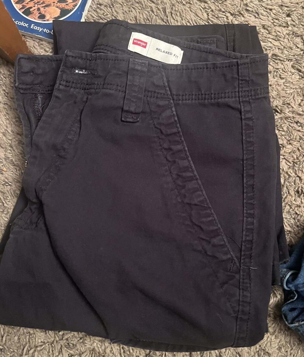 Wrangler Relaxed Fit Mens Cargo Pants Black 29x30 Workwear Casual